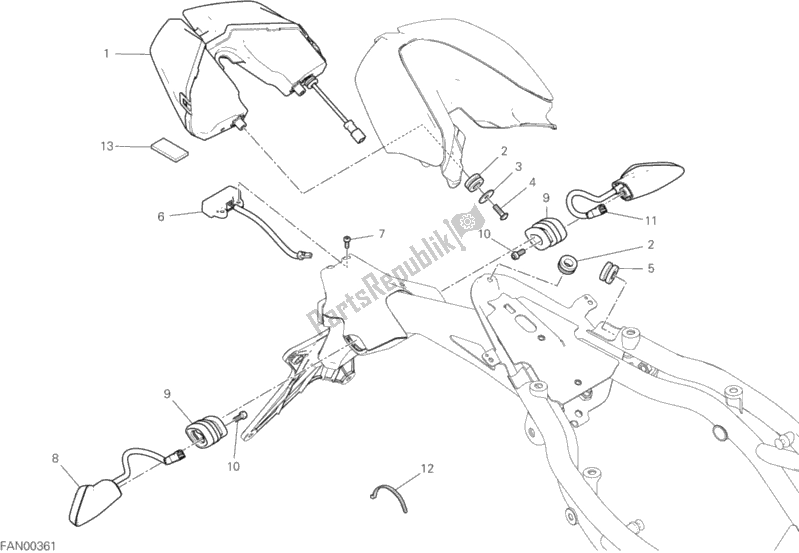 All parts for the Taillight of the Ducati Hypermotard 950 SP 2020